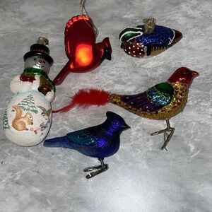 Old World Christmas Bird Clip Ornaments Lot of 5
